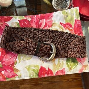 Chico's Dark Brown Leather Belt with Silver Accents